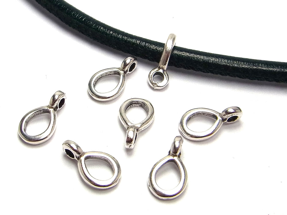 Anhängerhalter, Ring mit Öse für Bänder bis 2 mm, versilbert